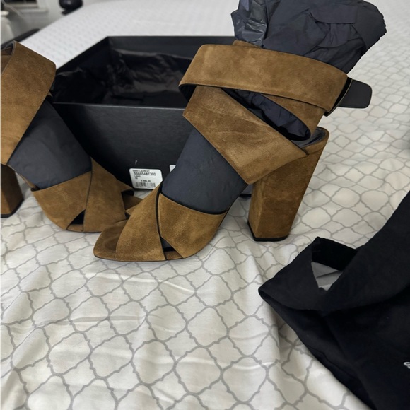 Saint Laurent Brown Suede Heels - Picture 1 of 5